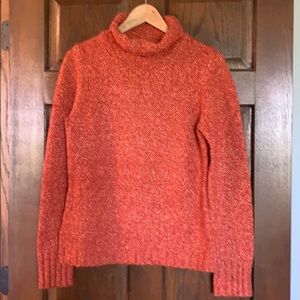 Loft Multi-Orange Turtleneck Sweater Mock Neck Cotton Blend